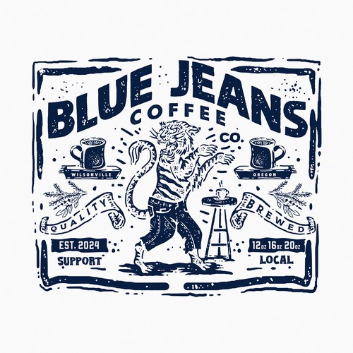 Coffee t-shirt with the title 'Blue Jeans Coffee'