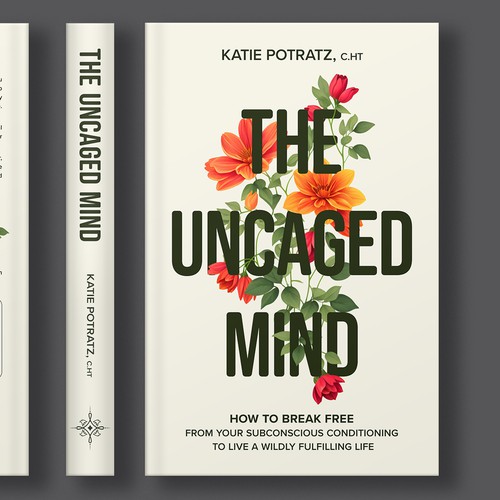 Simplified design with the title 'The Uncaged Mind Book cover design'
