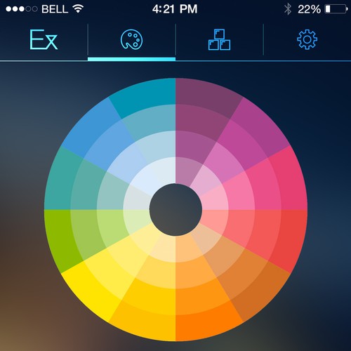 Fluid design with the title 'Smart lighting system IOS App Design'