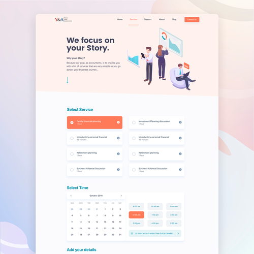 Visual design with the title 'Booking Accounting Service Page'