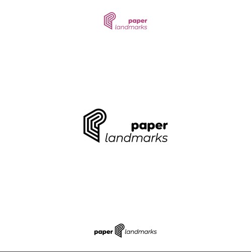 Pin logo with the title 'Paperlandmarks'