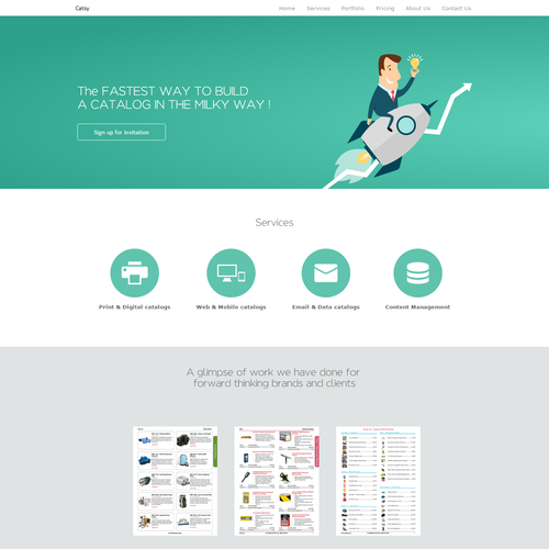 HTML website with the title 'Design a unique website for a catalog design agency'