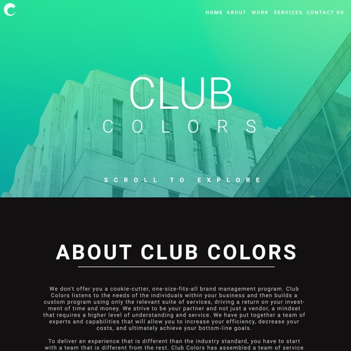 Club website with the title 'Club Colors - Landing Page Concept'