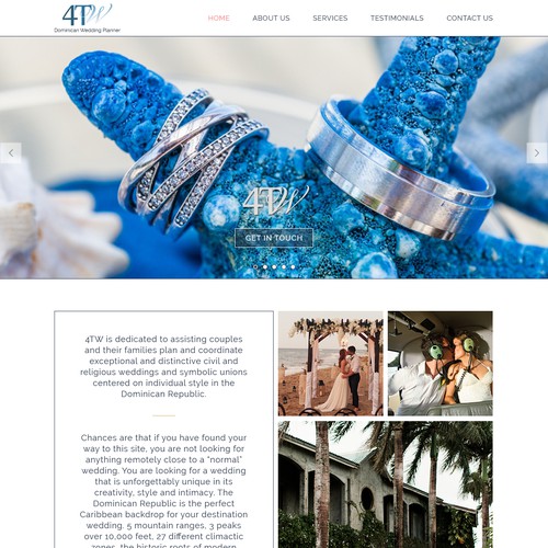 Wedding website with the title '4TW Dominican Wedding Planner'