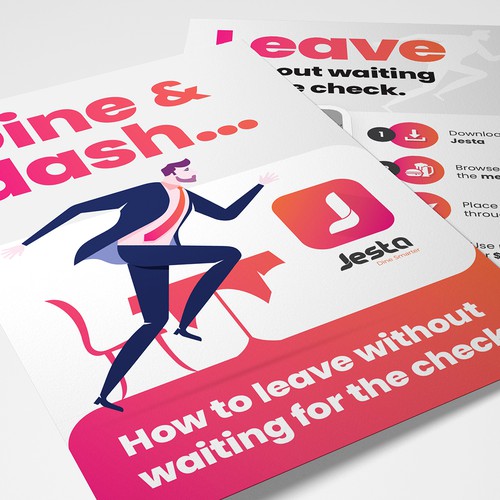 Clear design with the title 'Dine & Dash TableTop/Flyer design'
