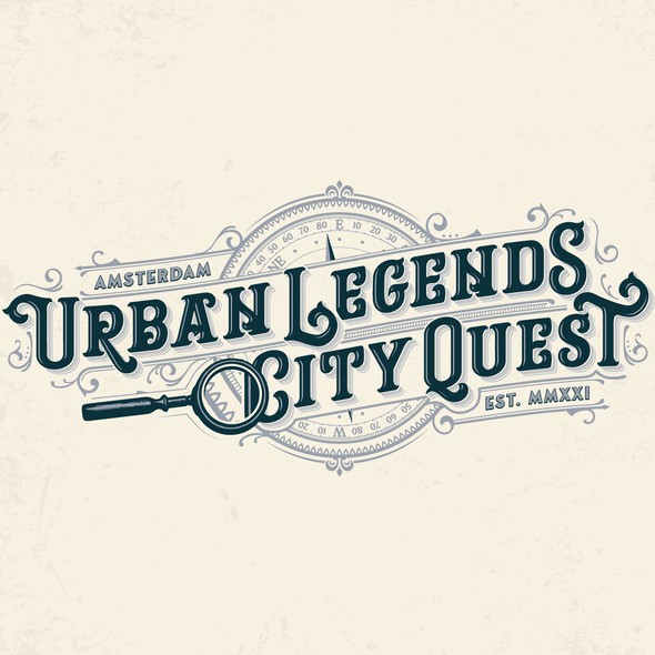 Magnifying glass logo with the title 'Urban Legends City Quest'