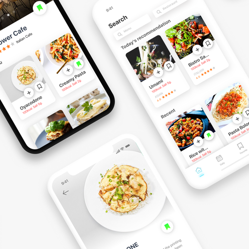 Content design with the title 'Contents of the dish, Restaurants'