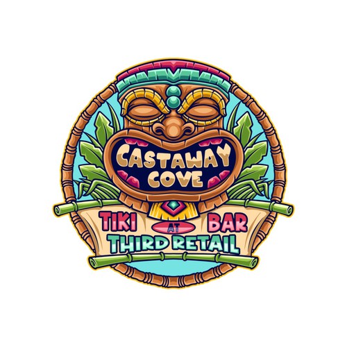Tiki logo with the title 'Castaway Cove Tiki Bar at Third Rail'