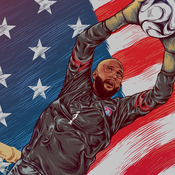 Soccer design with the title 'Illustration of USA Goalkeeper Tim Howard for World Cup'