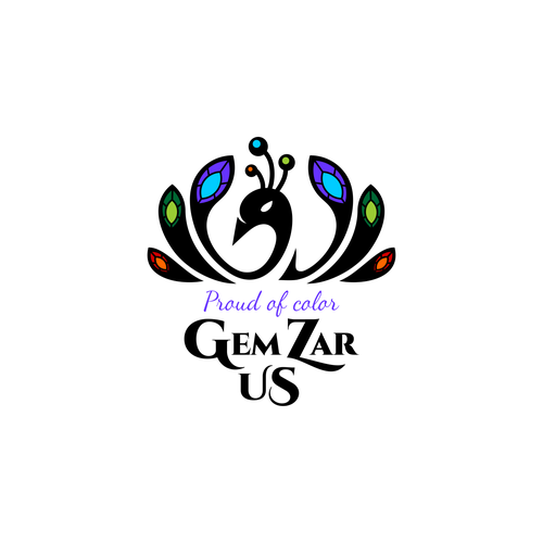 Peacock design with the title 'Logo for colored stone jewelry manufacturer'