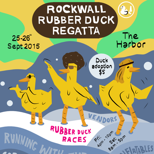 70s design with the title 'Fun Rubber Duck Poster'