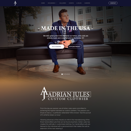 Clothing website with the title 'Custom Clothing website design'