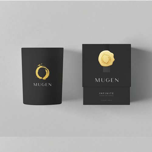 Sophisticated packaging with the title 'Elegant Candle packaging design for Mugen'