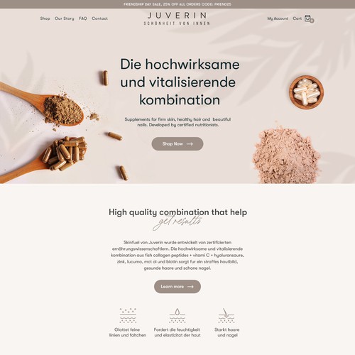 Product website with the title 'Juverin Website Design'