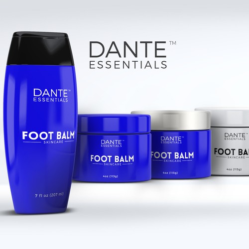 Skincare label with the title 'Dante Essentials Packaging Design'