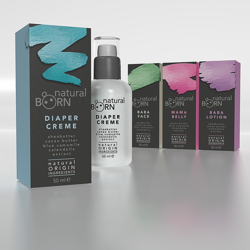 Bright packaging with the title 'Clean Design for Upmarket Baby Products'