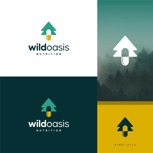 Pill logo with the title 'pill + pine'