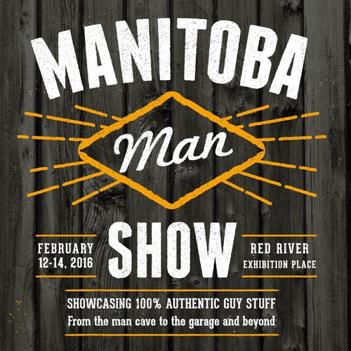 Garage design with the title 'Manitoba Man Show poster'