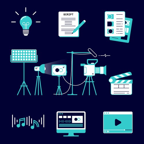 Icon artwork with the title 'Set of icons for logo animation.'