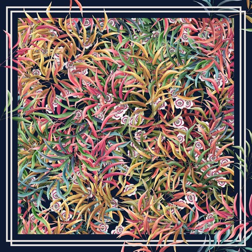 Plant illustration with the title 'Elegant scarf design'