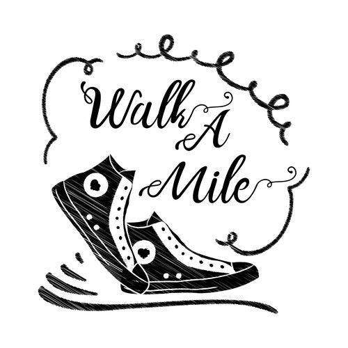 Walking design with the title 'Walk a Mile'