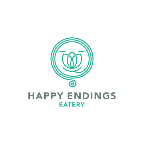 Noodle logo with the title 'Logo concept for casual asian food eatery "Happyy endings"'