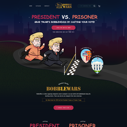 Artistic website with the title 'Trump miniature toys landing page'