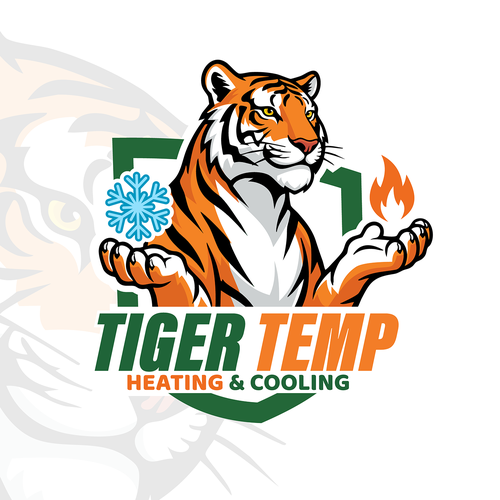Tiger brand with the title 'Cartoon Tiger logo for heating and cooling company'