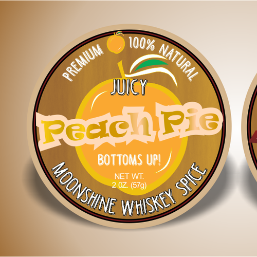 Pie design with the title 'Peach Moonshine Whiskey Label Contest'