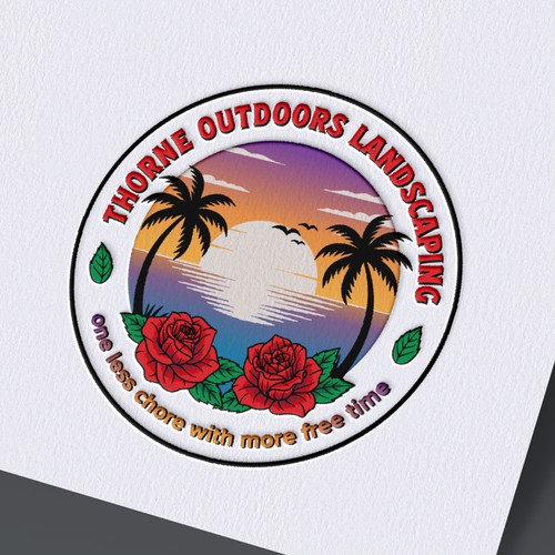 Summer paradise logo with the title 'Thorne Outdoors Landscaping'