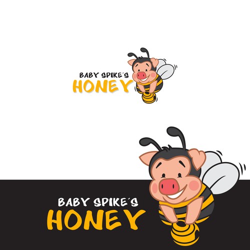 Yellow and pink design with the title 'Logo design proposal for Baby Spikes Honey'