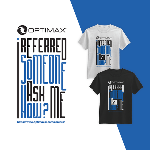 Blue t-shirt with the title 'OPTIMAX Fun Tshirt '