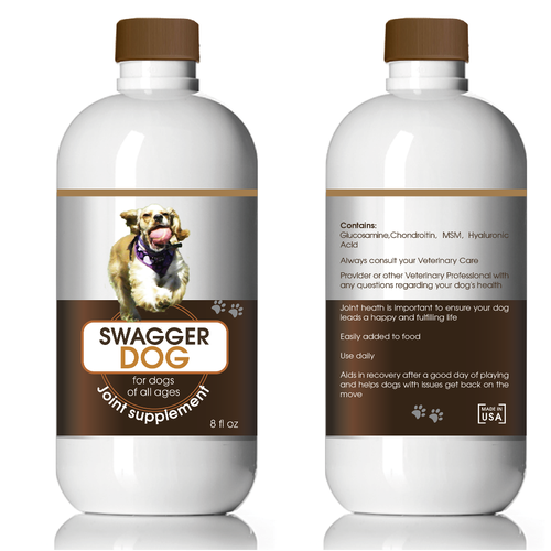 Dog label with the title 'Joint supplement for dogs'