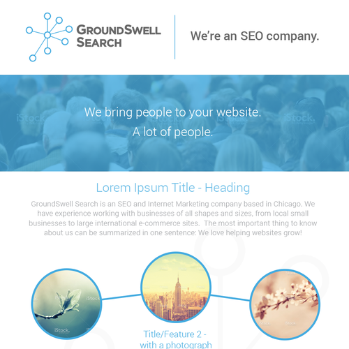 A4 design with the title 'GroundSwell Search; One-page flyer'