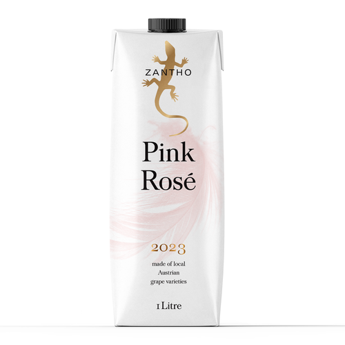 Alcohol packaging with the title 'ZANTHO Pink Rosé Wine in Prisma Tetra Pak'