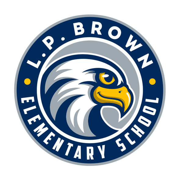 Elementary school design with the title 'Re-branding eagle logo for L.P. Brown Elementary School'