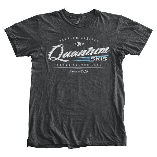 Skiing design with the title 'Quantum Skis T-shirt'
