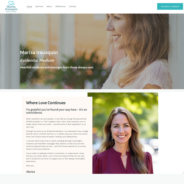 Consulting design with the title 'Website - Evidential Medium'