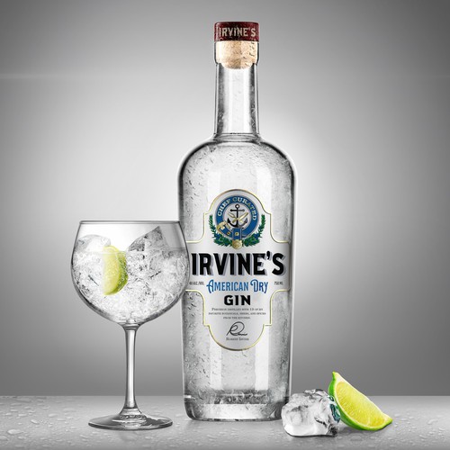 Product label with the title 'Irvine's Gin'