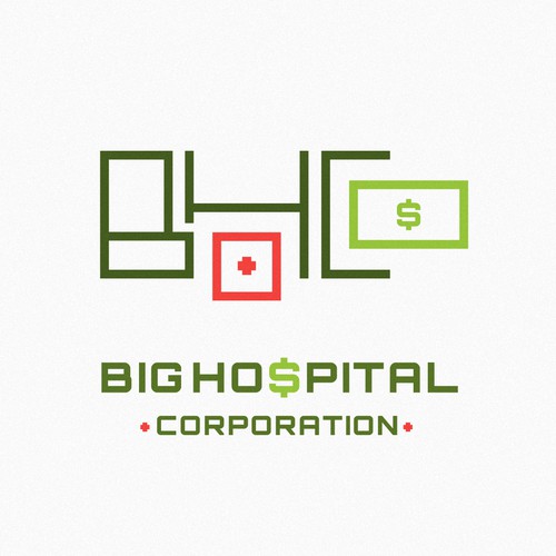 Corporate design logo with the title 'Big Hospital Corporation Logo Concept'