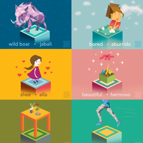 Geometric artwork with the title 'Illustration cards'