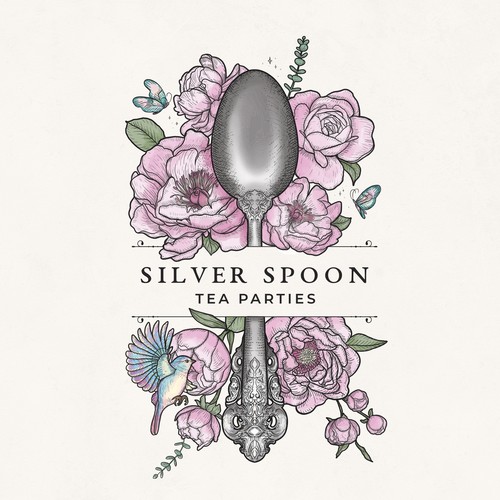 Butterfly design with the title 'Silver spoon 🌸🦜🌱'