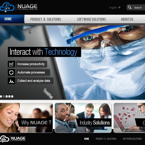 Analytics website with the title 'Nuage Technologies needs a new website design'