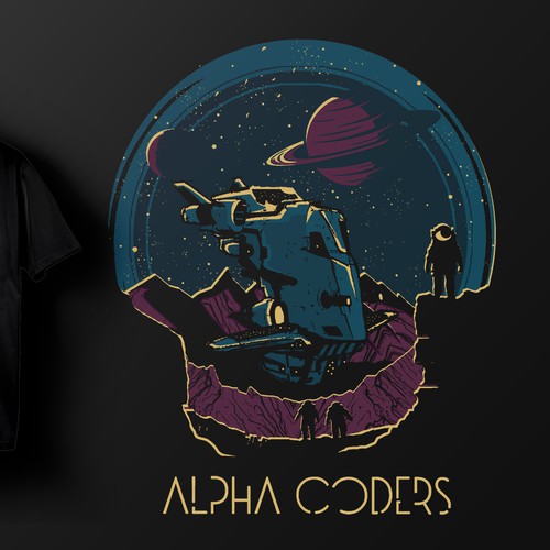 Astronaut t-shirt with the title 'Alpha Coders'