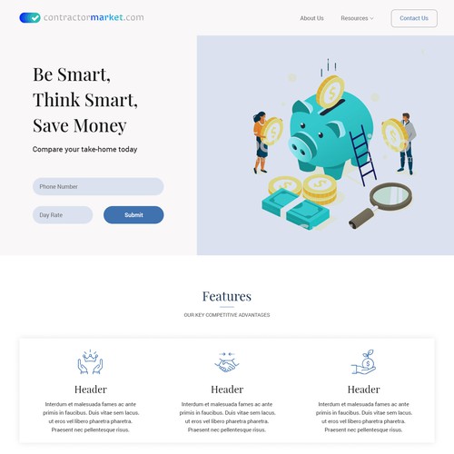 Company website with the title 'Comparison site'