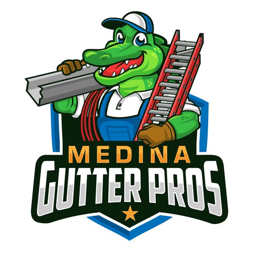 Alligator design with the title 'Medina Gutter Pros'