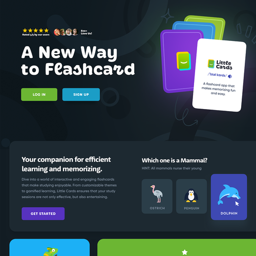 Kid website with the title 'Flashcards Web App'