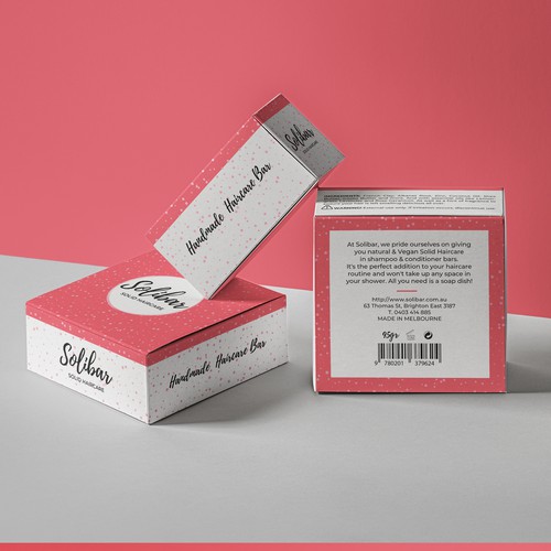 Care packaging with the title 'Solid Shampoo Packaging Design'
