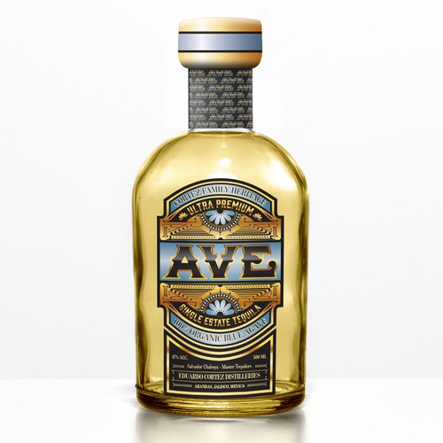 Tequila label with the title 'AVE Tequila'