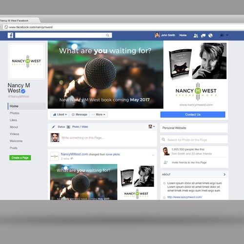 Literature design with the title 'Facebook cover for author's​ new book release'